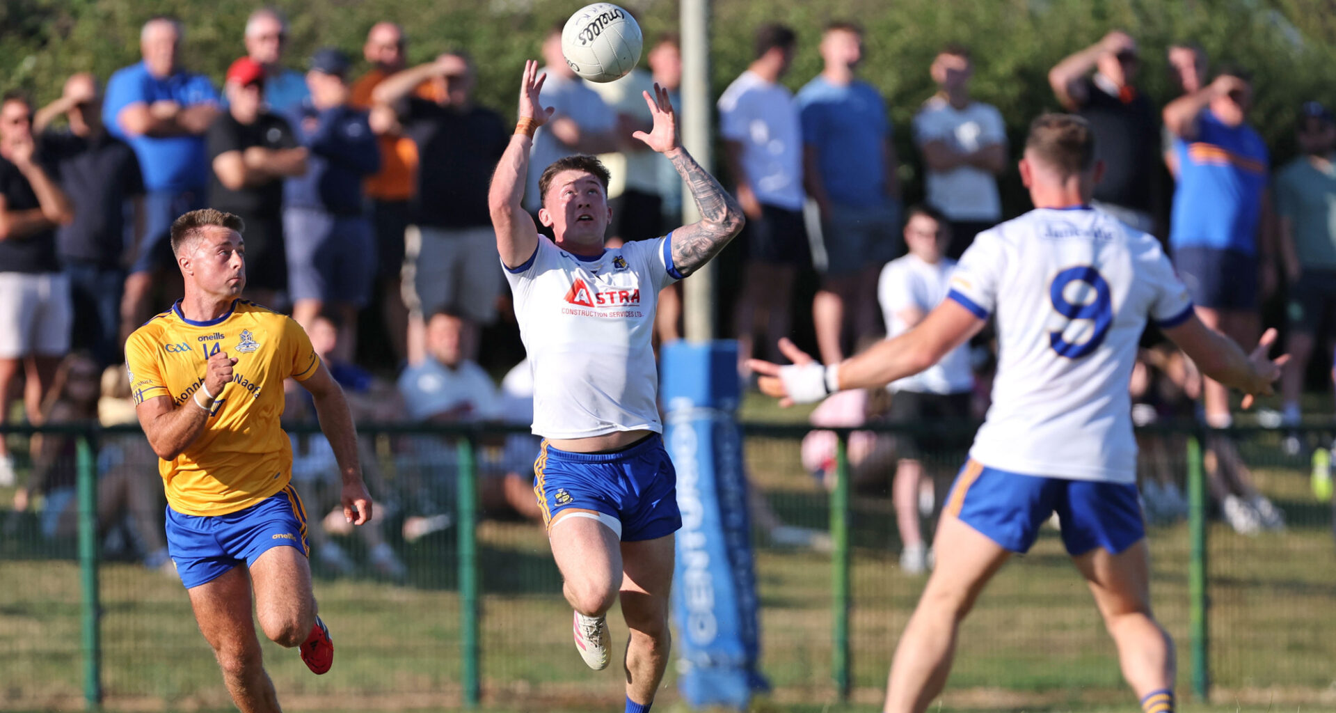 William Buckley, St. Finbarrs, in action against Callum Barrett, Carrigaline, during their 2026 McCarthy Insurance Group Premier SFC group phase clash. Pic: Jim Coughlan.