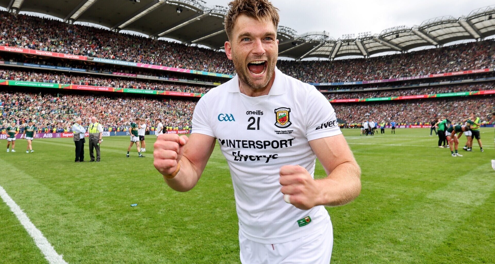 18 season into his Mayo career, Aidan O'Shea has won an All-Ireland medal. Pic: ©INPHO/Ryan Byrne