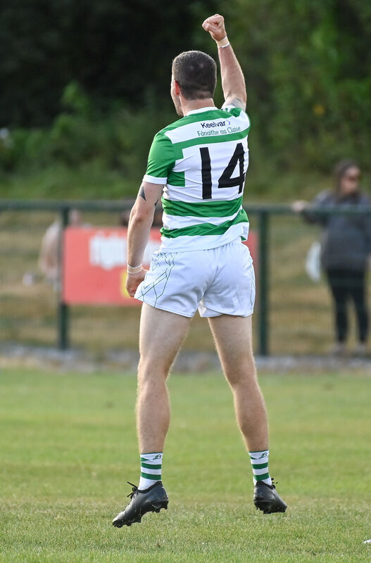  Valley Rovers' Eoin Delaney celebrates his two-pointer against St Michael's. Picture: David Keane