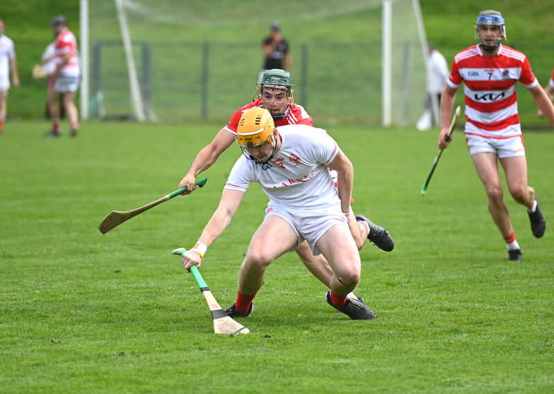 Blarney star Shane Barrett takes on Courcey Rovers in the Co-Op Superstores SAHC. Picture: Larry Cummins