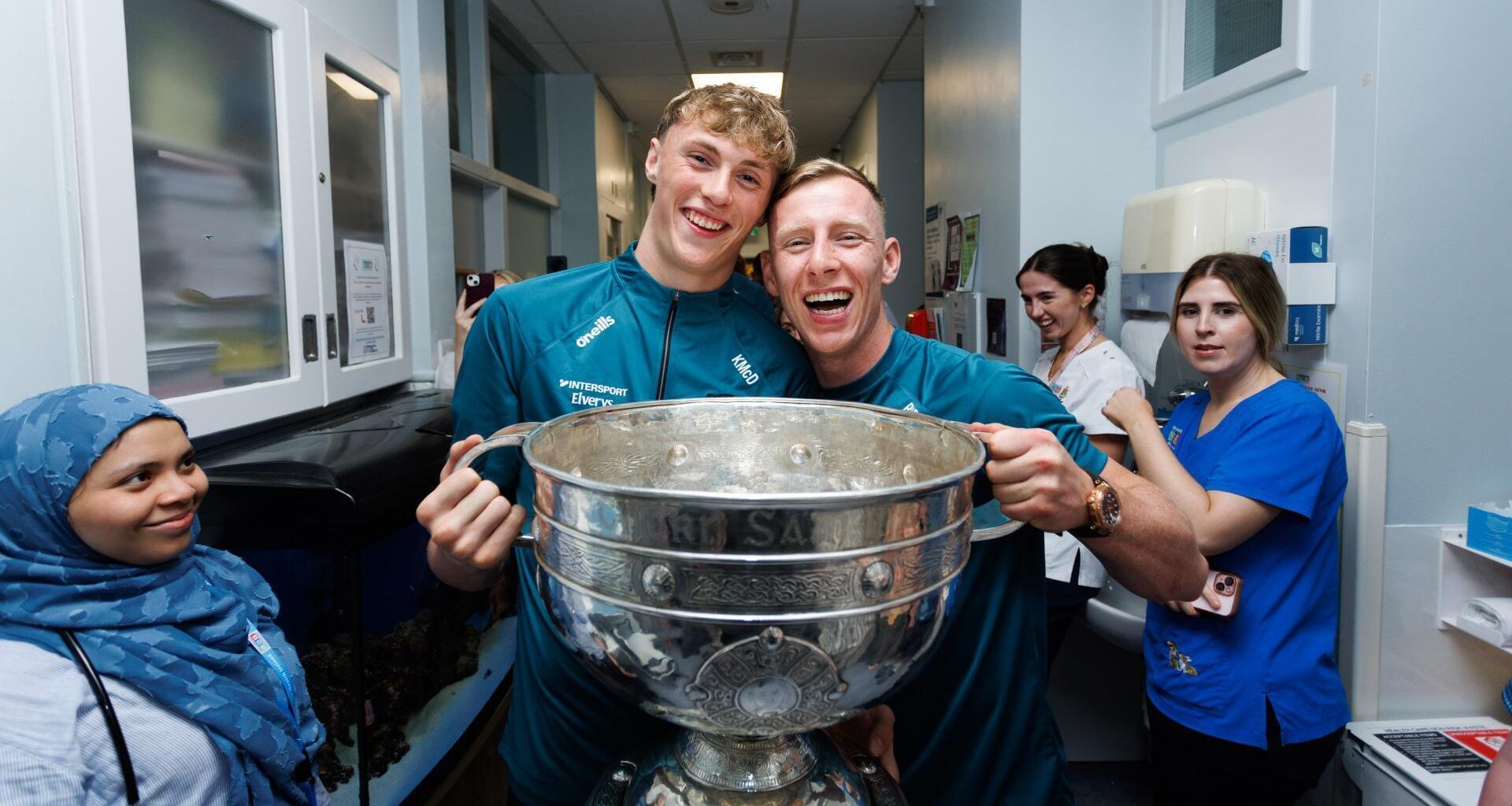 Mayo's Kobe McDonald and Ryan O'Donoghue visit Temple Street Children's Hospital. Pic: ©INPHO/Tom Maher