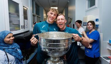Mayo's Kobe McDonald and Ryan O'Donoghue visit Temple Street Children's Hospital. Pic: ©INPHO/Tom Maher