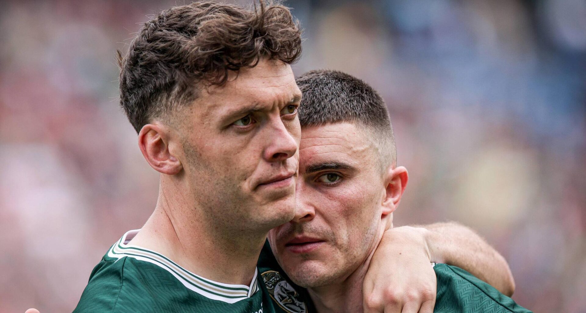 TOUGH TIMES: Kerry's David Clifford and Sean O'Shea take a moment after Sunday's All-Ireland SFC final loss to Mayo at Croke Park. Pic: Tom Maher, Inpho