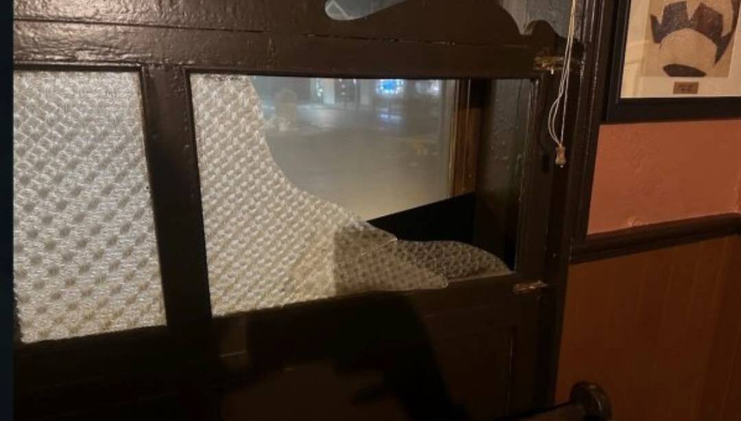 Glass paneling in Cannon’s Bar in Castlebar was damaged on Monday