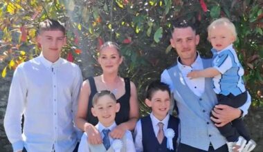 Barry Daly with his partner Katie O’Reilly and their children.