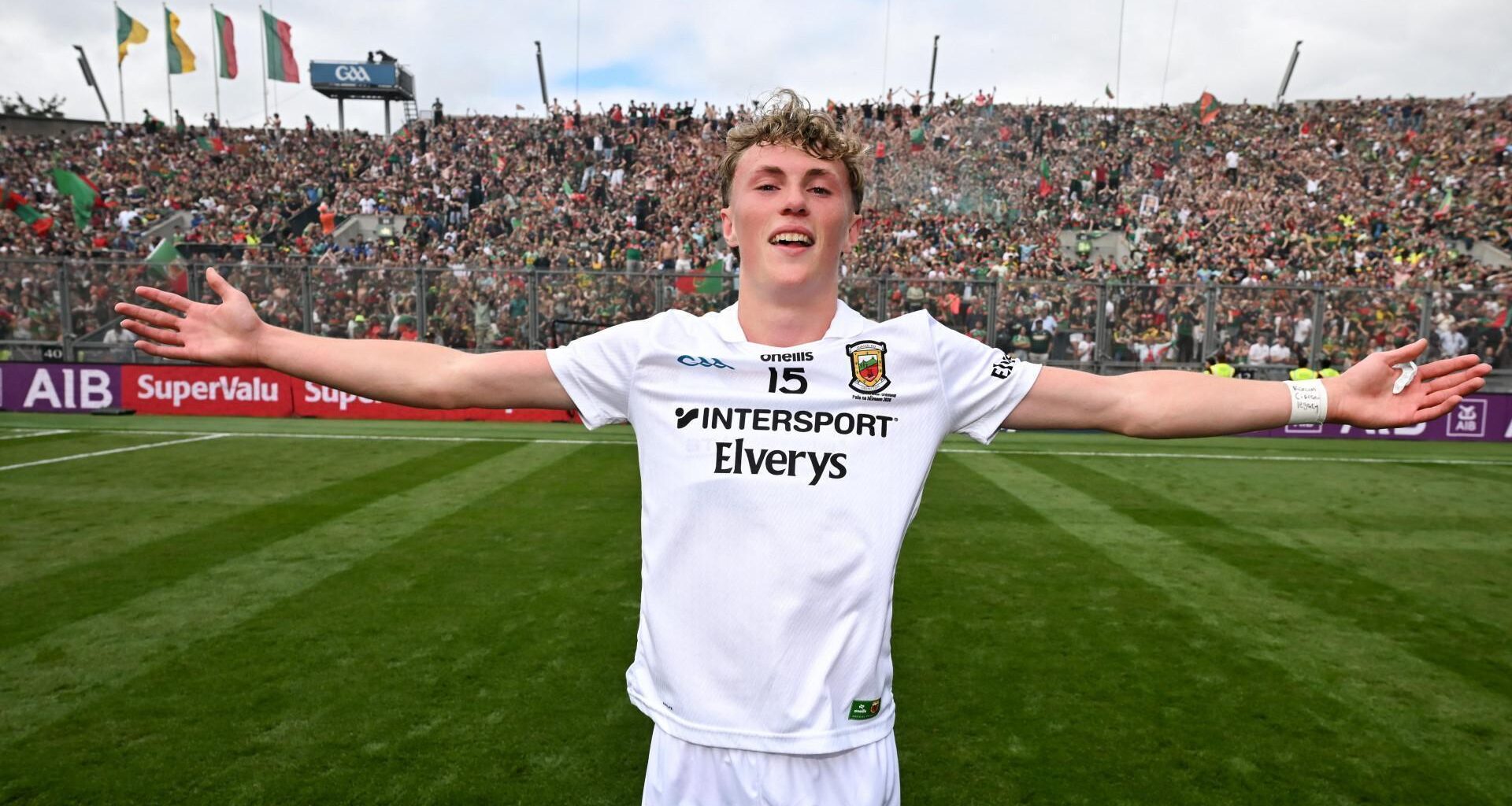 STARBOY: Kobe McDonald of Mayo celebrates Mayo's victory. Pic: Stephen McCarthy/Sportsfile