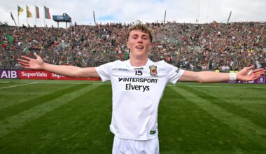 STARBOY: Kobe McDonald of Mayo celebrates Mayo's victory. Pic: Stephen McCarthy/Sportsfile