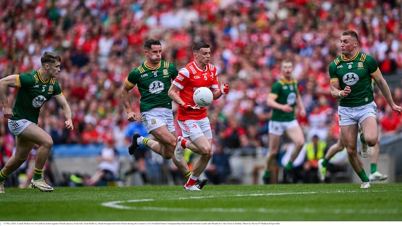 Kobe McDonald coming at him and a baby on the way: Louth defender Conall McKeever has his hands full these days