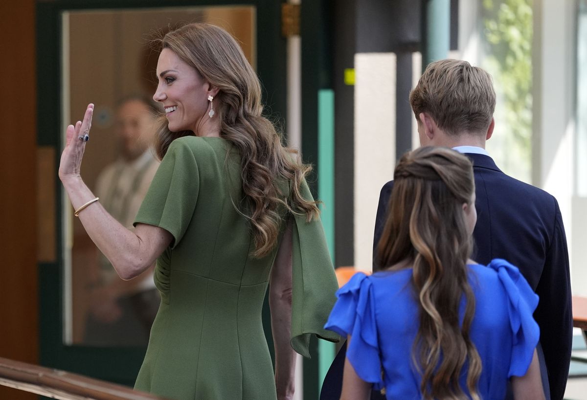 Princess Charlotte wore her hair in soft waves, echoing Princess Kate's signature hairstyle at Wimbledon.