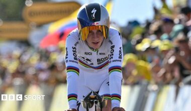 Remco Evenepoel winning the time-trial on stage 15 of the Tour de France