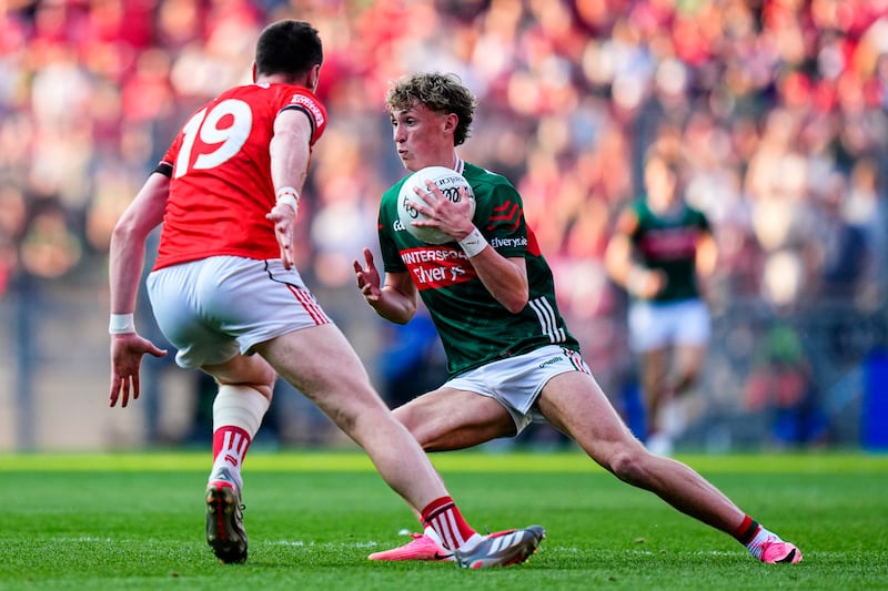 Kobe McDonald of Mayo in action against Louth at Croke Park. Photograph: James Lawlor/Inpho