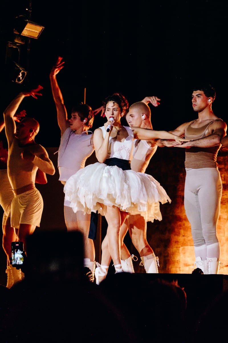Lux tour: Rosalía begins her show on pointe. Photograph: The New York Times