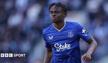 Tyrique George on the pitch playing for Everton