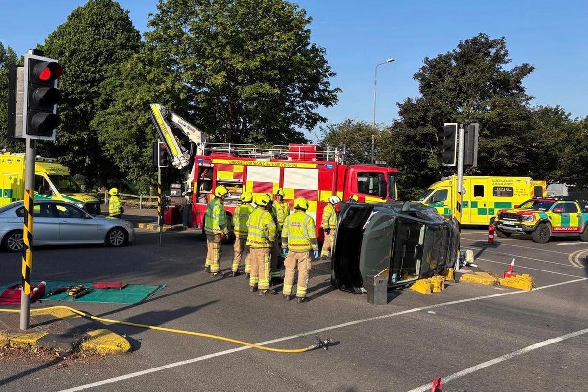 Cork City Fire Brigade responding to the collision yesterday morning