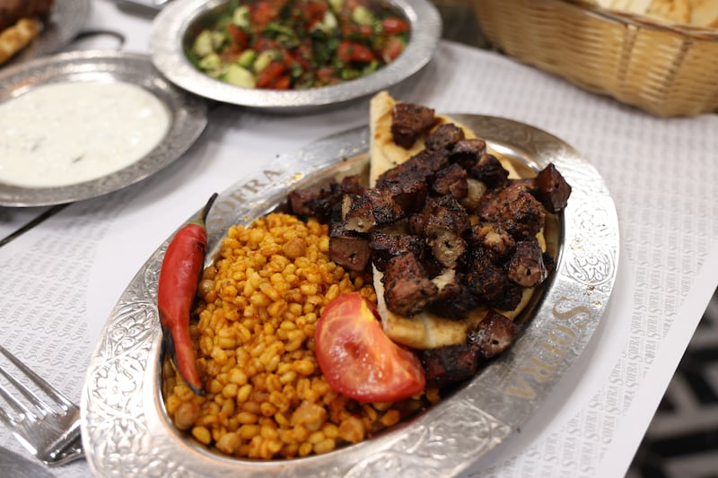 Lamb liver skewers on flatbreads at Sofra on Liffey Street, Dublin. Photograph: Bryan O’Brien
