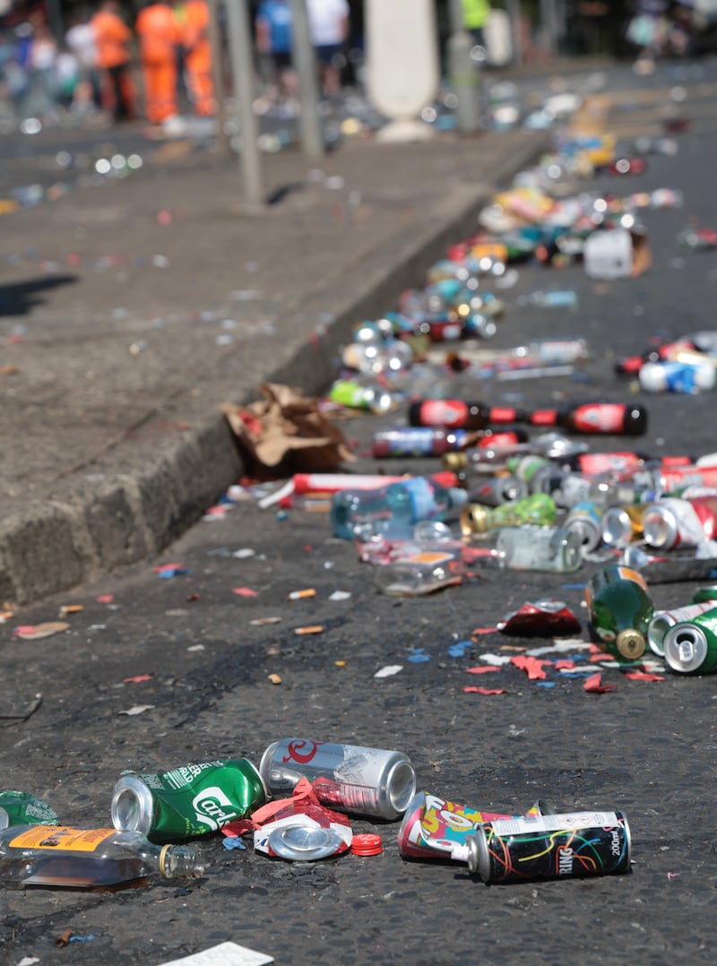LItter in Shaftesbury Square during this year's Battle of the Boyne commemorations.
PICTURE: BRIAN LINCOLN