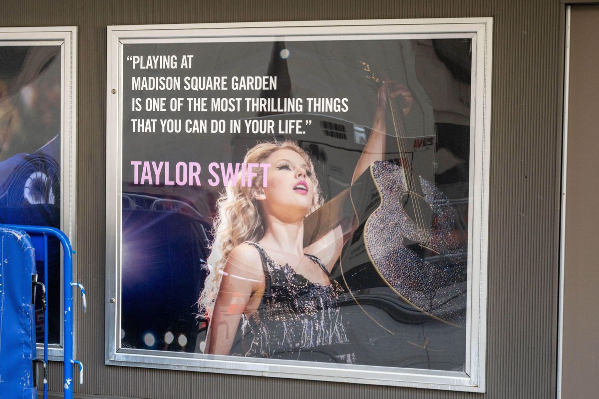 A Taylor Swift poster seen outside Madison Square Garden