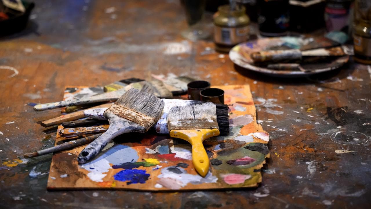 art supplies used by artist Brett Whiteley