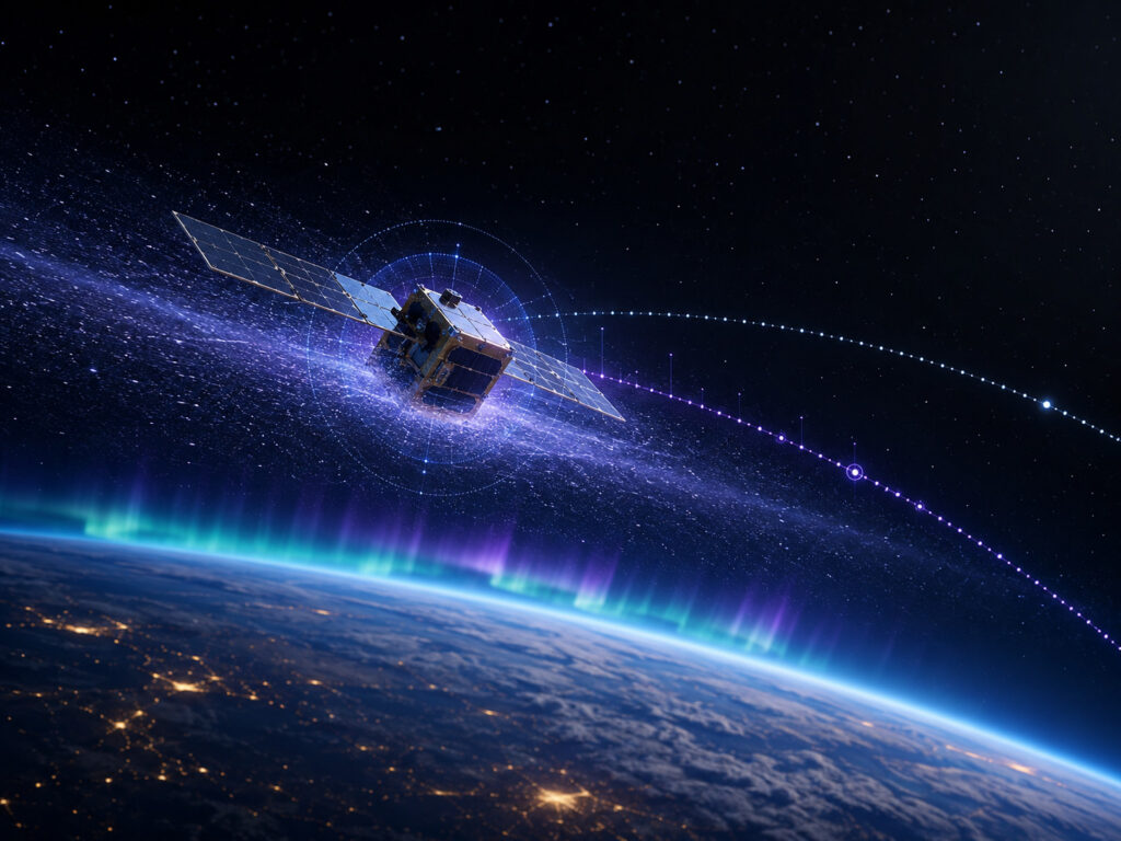 Illustration of a satellite orbiting Earth and how drag may affect its path