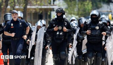 Police take part in crowd control training sessions before the 2026 World Cup
