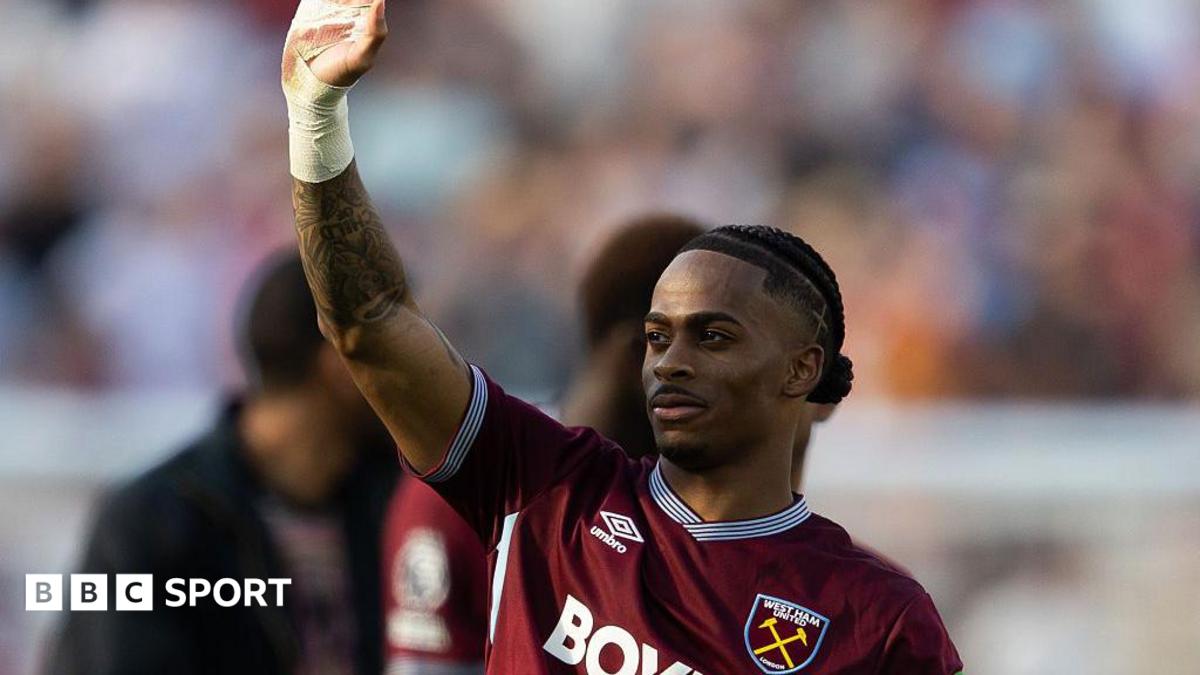 Crysencio Summerville waves after the final game of West Ham's Premier League season