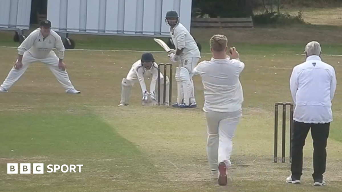 A screenshot of a ball about to be bowled during Saltburn's second XI match against Norton on Saturday