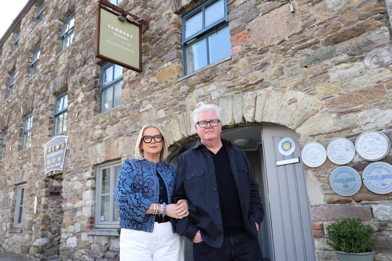 Máire and Paul Flynn outside The Tannery. Photograph: Dara Mac Dónaill