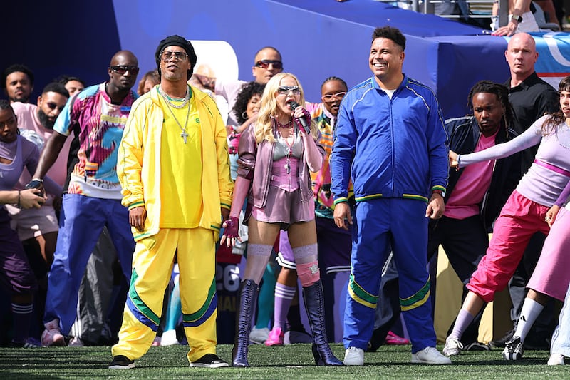 World Cup half-time show: Ronaldinho, Madonna and Ronaldo. Photograph: Carl Recine/Getty Images