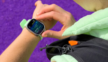 A person readies their Apple watch for a workout.