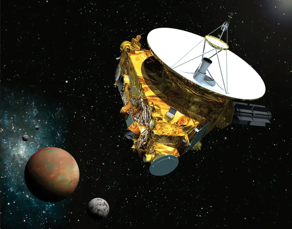 Artist's impression of a space telescope with a large dish in outer space.
