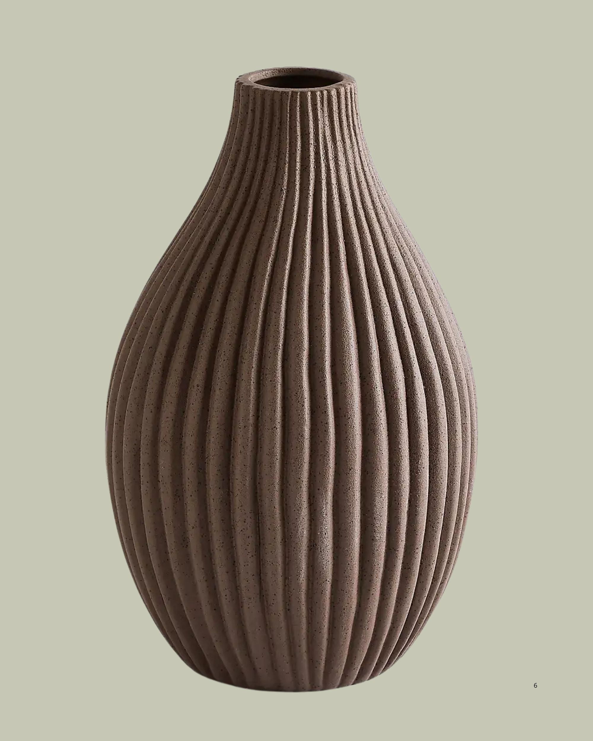 Dunelm, Ribbed Stone Bottle Vase in Bitter Chocolate