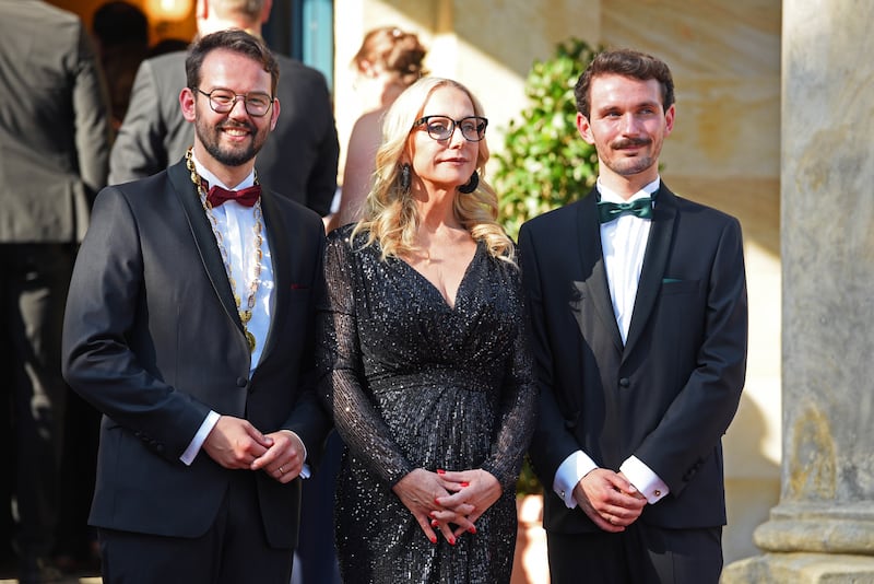 Katharina Wagner - Richard Wagner's great granddaughter - with Andreas Zippel and Luca Maass at the Bayreuth Festival 2026 opening. Photograph: Tristar Media/Getty Images