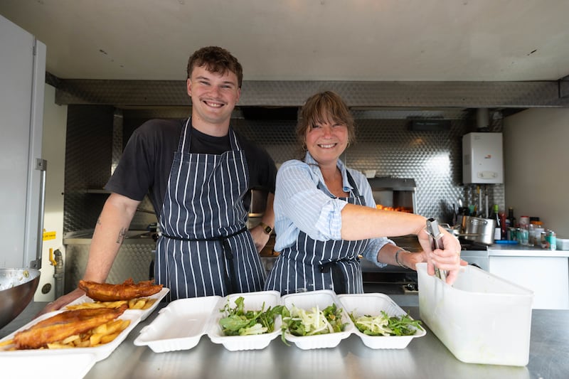 Julia Hemmingway with her son Freddie at Julia's Lobster Truck in Doolin, Co Clare. Photograph: Eamon Ward