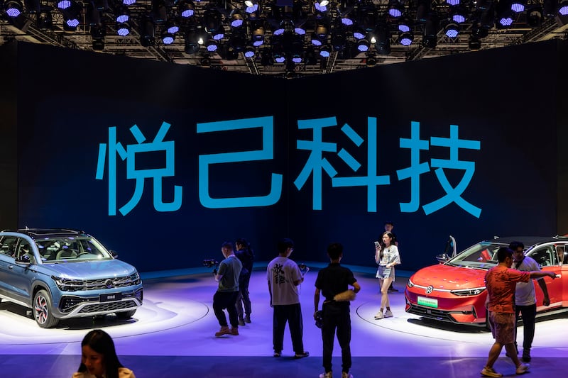 The vast majority of VW vehicles sold in China continue to be made locally, through joint ventures. Photograph: Qilai Shen/The New York Times
                      