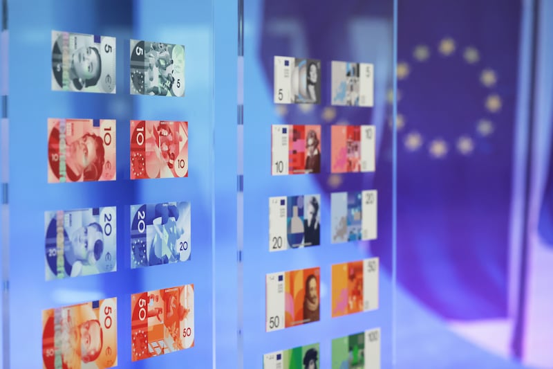 The shortlisted designs for new euro banknotes. Photographer: Alex Kraus/Bloomberg