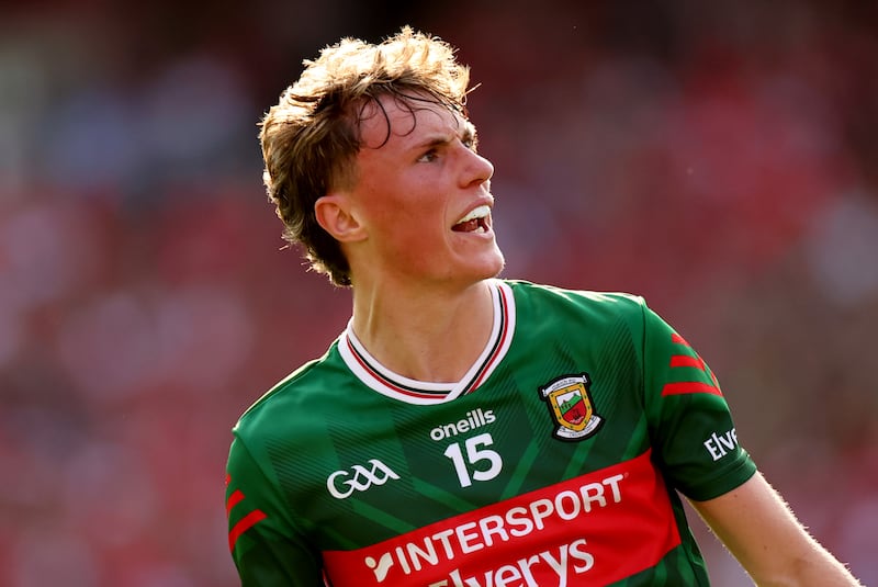 Kobe McDonald celebrates after Mayo's win over Louth in the All-Ireland SFC semi-final at Croke Park on July 11th. Photograph: James Crombie/Inpho