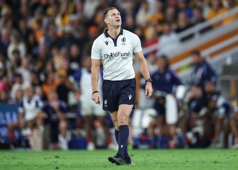 Referee Karl Dickson had a mixed afternoon in charge of Australia versus France on Saturday. Photograph: Billy Stickland/INPHO
