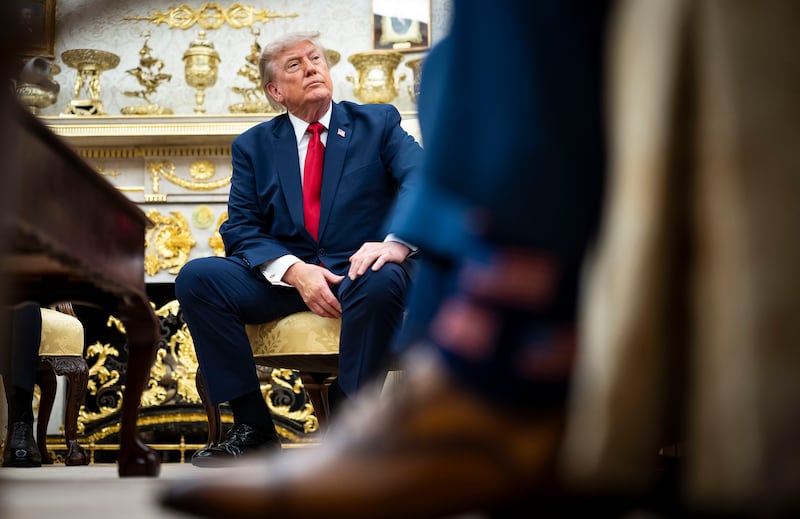 US president Donald Trump during a meeting in the Oval Office at the White House earlier this month. Photograph: Doug Mills/The New York Times
                      
