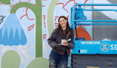 Huge new floral mural transforms run-down Stepney wall by self-taught Adelaide artist