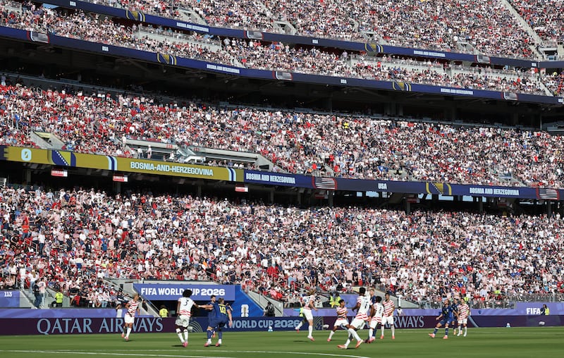 Inside the stadium during the World Cup match between USA and Bosnia-Herzegovina. Photograph: Charlotte Wilson/Getty Images
