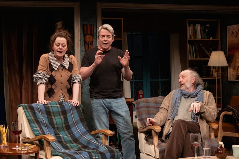 Ulster American: Matthew Broderick with Geraldine Hughes and Max Baker in David Ireland's play. Photograph: Rachel Papo/The New York Times