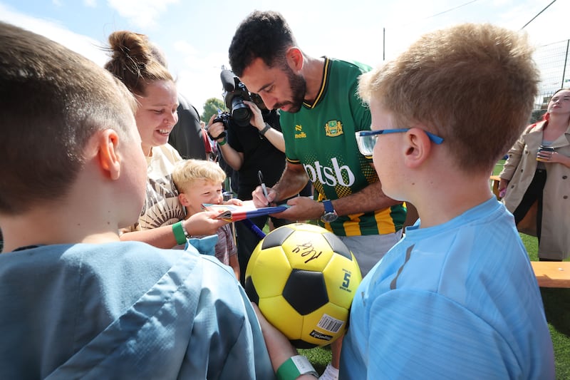 Pico Lopes signs autographs at his official homecoming on Saturday. Photograph: Alan Betson 