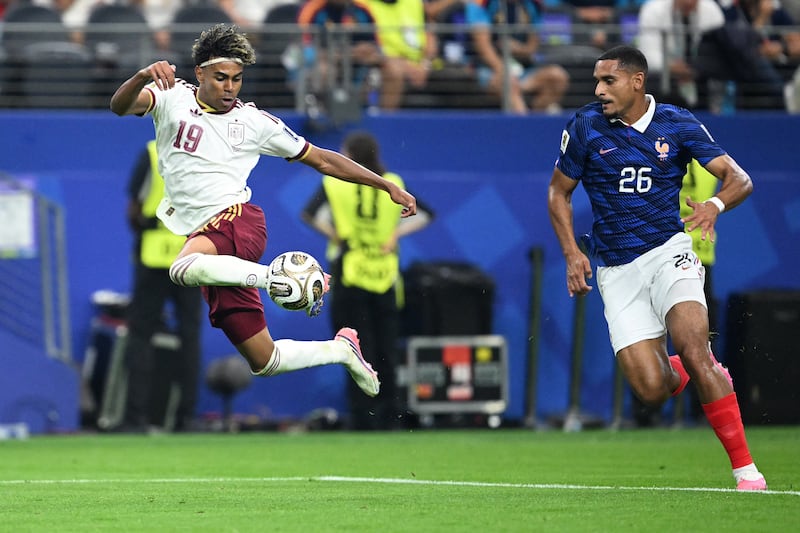 Catalonia-born Lamine Yamal in action during the 2026 World Cup semi-final against France. Photograph: by Mauro Pimentel/AFP via Getty Images