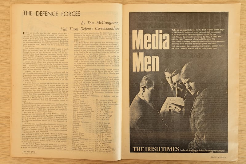 'Here we see the sole picture of a woman in the 48 pages I had: the face of a smiling blonde woman on the front page, looking like the prop she was to the quartet of testosterone surrounding her.' Photograph: Alan Betson/The Irish Times
