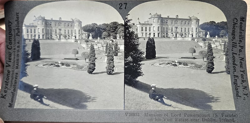 Two stereoscopic images of Powerscourt House.  Batches of stereoscopic cards have estimates of €60-€120 at Purcell's auction on July 15th.