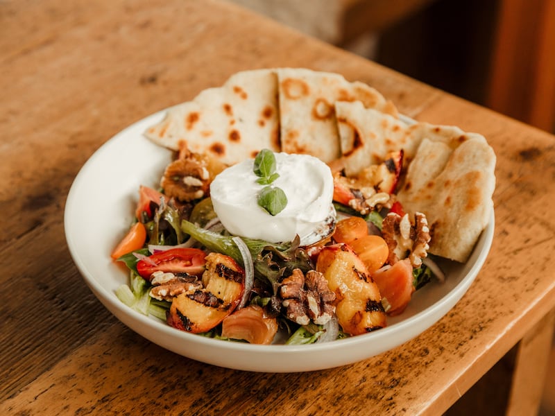 Peach and burrata salad from Crave at the Cottage