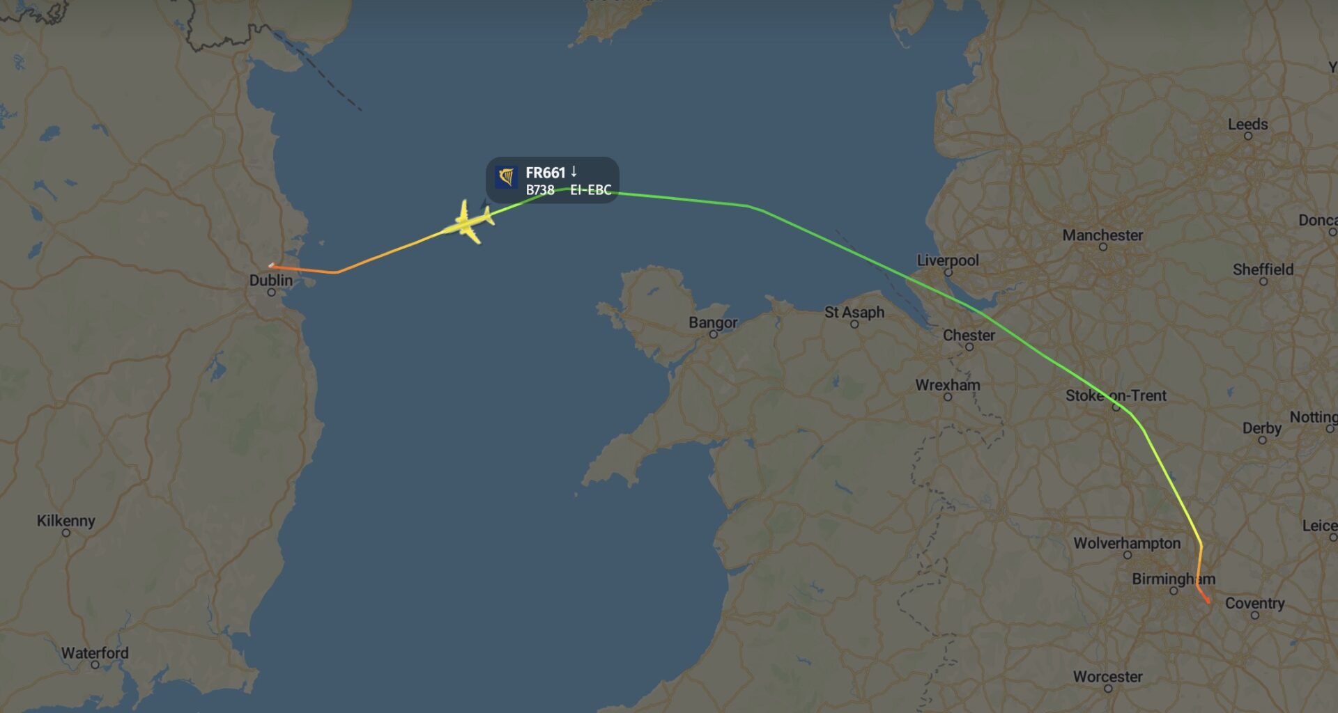Ryanair flight FR661 declared an emergency over Irish Sea on approach to Dublin