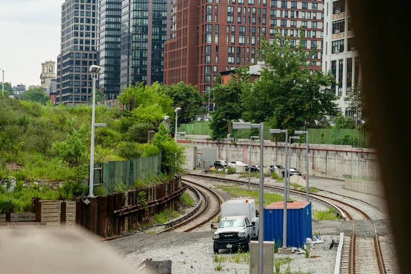 A general view of a site included in the next proposed phase of the Atlantic Yards development in Brooklyn. Photograph: Madison Swart/The New York Times
                      