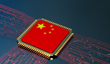 CPU with Chinese flag concept