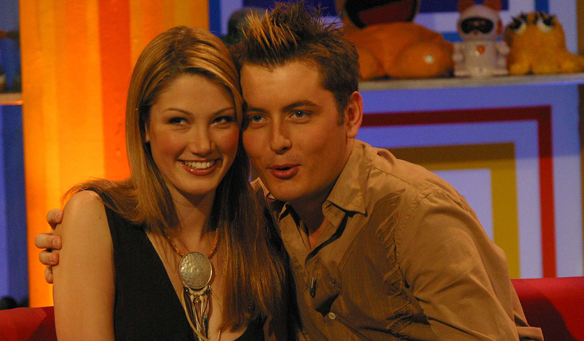SM:tv - 11-1-03..Pic: Delta Goodrem, aka Nina in Neighbours, with Brian Dowling on todays show. (Photo by Justing Goff Photos for SM:tv/Getty Images)